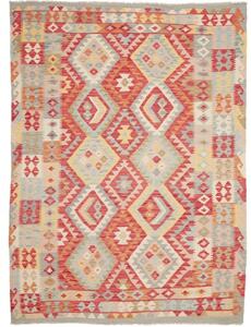 Tappeto Kilim Geometrico Rosso Beige 176x244 Cm