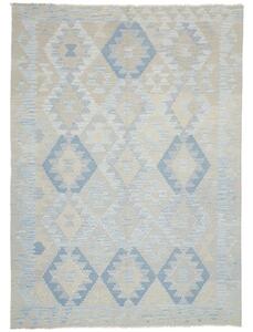 Tappeto Kilim Geometrico Beige Azzurro 179x246 Cm