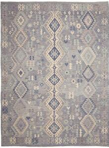 Tappeto Kilim Geometrico Grigio Blu Avorio 245x337 Cm