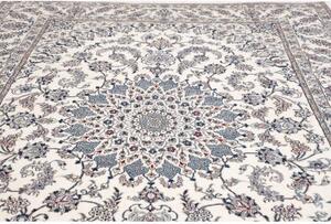 Tappeto Nain Kashmar Medaglione Floreale Avorio Blu 248x346 Cm