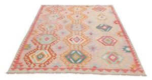 Tappeto Kilim Geometrico Beige Arancione 154x200 Cm