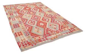 Tappeto Kilim Geometrico Rosso Beige 176x244 Cm