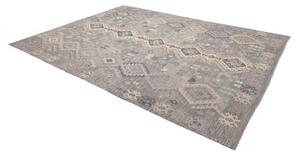 Tappeto Kilim Geometrico Grigio Blu Avorio 245x337 Cm