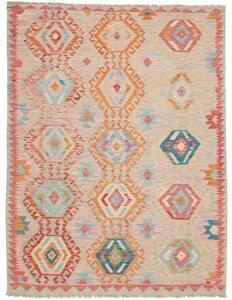 Tappeto Kilim Geometrico Beige Arancione 154x200 Cm