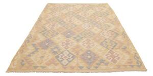 Tappeto Kilim Geometrico Beige Grigio Azzurro 181x244 Cm