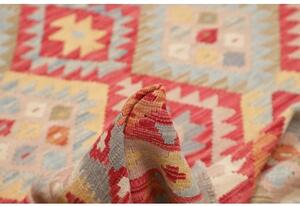 Tappeto Kilim Geometrico Rosso Beige 176x244 Cm