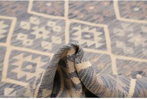Tappeto Kilim Geometrico Grigio Avorio 258x339 Cm
