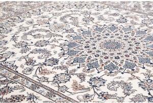 Tappeto Nain Kashmar Medaglione Floreale Avorio Blu 246x349 Cm