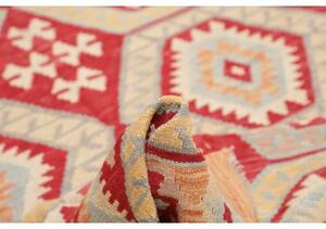 Tappeto Kilim Geometrico Rosso Beige 142x200 Cm