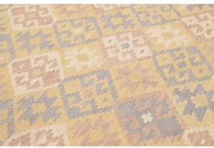Tappeto Kilim Geometrico Beige Grigio Azzurro 181x244 Cm