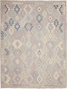 Tappeto Kilim Geometrico Grigio Tortora Avorio 189x245 Cm