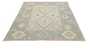 Tappeto Kilim Geometrico Grigio Verde Acquamarina 148x194 Cm