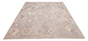 Tappeto Kilim Geometrico Grigio Tortora Avorio 189x245 Cm