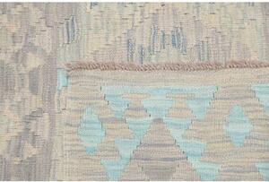 Tappeto Kilim Geometrico Beige Azzurro 198x298 Cm