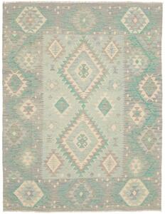 Tappeto Kilim Geometrico Grigio Verde Acquamarina 148x194 Cm