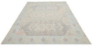 Tappeto Kilim Geometrico Beige Azzurro 198x298 Cm