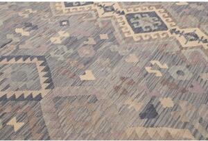 Tappeto Kilim Geometrico Grigio Blu Avorio 245x337 Cm