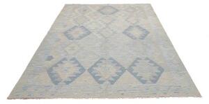 Tappeto Kilim Geometrico Beige Azzurro 179x246 Cm