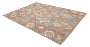 Tappeto Kilim Geometrico Blu Arancione 172x240 Cm