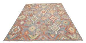 Tappeto Kilim Geometrico Blu Arancione 172x240 Cm