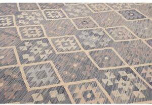 Tappeto Kilim Geometrico Grigio Avorio 258x339 Cm