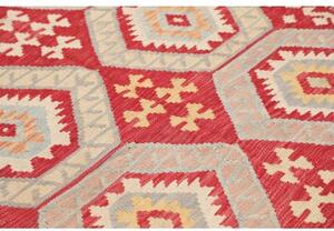 Tappeto Kilim Geometrico Rosso Beige 142x200 Cm
