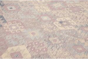 Tappeto Kilim Geometrico Grigio Tortora Avorio 189x245 Cm