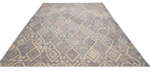 Tappeto Kilim Geometrico Grigio Avorio 258x339 Cm