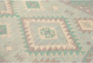Tappeto Kilim Geometrico Grigio Verde Acquamarina 148x194 Cm