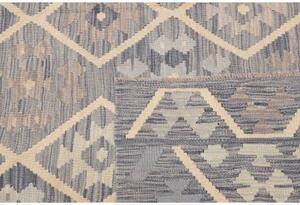 Tappeto Kilim Geometrico Grigio Avorio 258x339 Cm