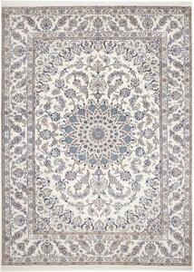 Tappeto Nain Kashmar Medaglione Floreale Avorio Blu 246x349 Cm