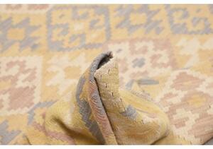 Tappeto Kilim Geometrico Beige Grigio Azzurro 181x244 Cm