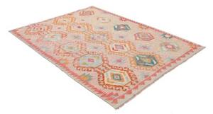 Tappeto Kilim Geometrico Beige Arancione 154x200 Cm
