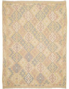 Tappeto Kilim Geometrico Beige Grigio Azzurro 181x244 Cm