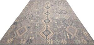 Tappeto Kilim Geometrico Grigio Blu Avorio 245x337 Cm