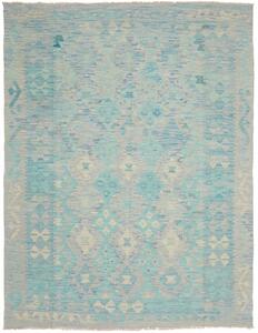 Tappeto Kilim Geometrico Azzurro Beige 156x205 Cm