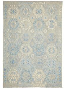 Tappeto Kilim Geometrico Grigio Azzurro 206x302 Cm