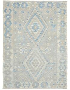 Tappeto Kilim Geometrico Grigio Azzurro 153x212 Cm