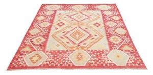 Tappeto Kilim Geometrico Rosso Azzurro 155x206 Cm