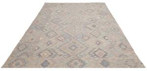 Tappeto Kilim Geometrico Beige Azzurro 201x293 Cm