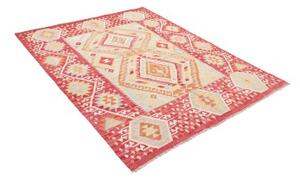 Tappeto Kilim Geometrico Rosso Azzurro 155x206 Cm