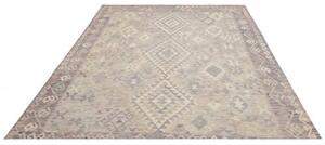 Tappeto Kilim Geometrico Grigio Avorio 210x294 Cm