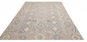 Tappeto Kilim Geometrico Grigio Tortora Celeste 207x292 Cm