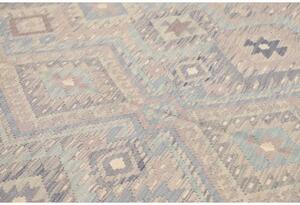 Tappeto Kilim Geometrico Beige Azzurro 201x293 Cm