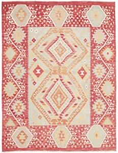 Tappeto Kilim Geometrico Rosso Azzurro 155x206 Cm
