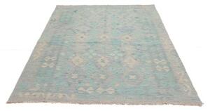 Tappeto Kilim Geometrico Azzurro Beige 156x205 Cm