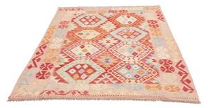 Tappeto Kilim Stilizzato Rosa Rosso 153x195 Cm