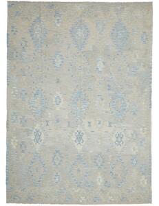 Tappeto Kilim Geometrico Grigio Azzurro 212x291 Cm
