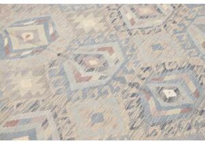 Tappeto Kilim Geometrico Beige Azzurro 152x198 Cm