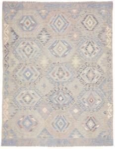 Tappeto Kilim Geometrico Beige Azzurro 152x198 Cm